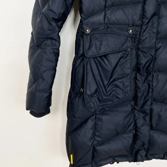 Lole Down Feather Puffer Jacket Winter Coat Long Hooded Snow Warm Pockets Hood - Picture 2 of 11